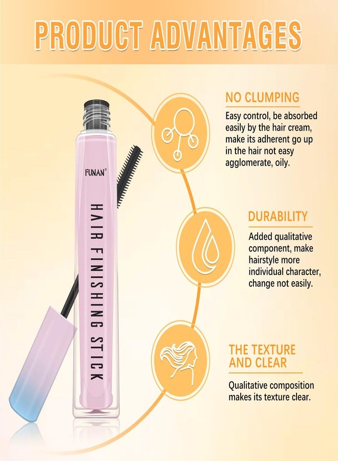 FUNAN 5 Packs Set Hair Wax Stick，Hair Finishing Stick and Edge Brush Rat Tail Comb Bristle Hair Brush，Slick Stick for Hair Non-greasy Styling Hair Pomade Stick，Hair Bun Hair Accessories for Women Grils - Image 3